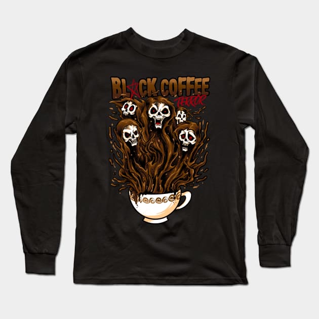 black coffee terror Long Sleeve T-Shirt by spoilerinc